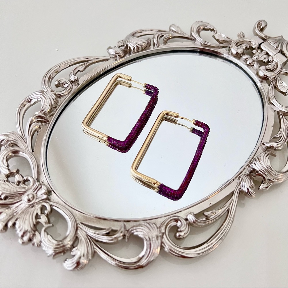 New Two Tone Square Hoop Earring